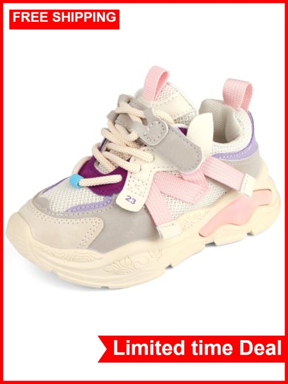 Toddler Sneakers Chunky Platform Athletic Shoes Non-Slip Lace-Up